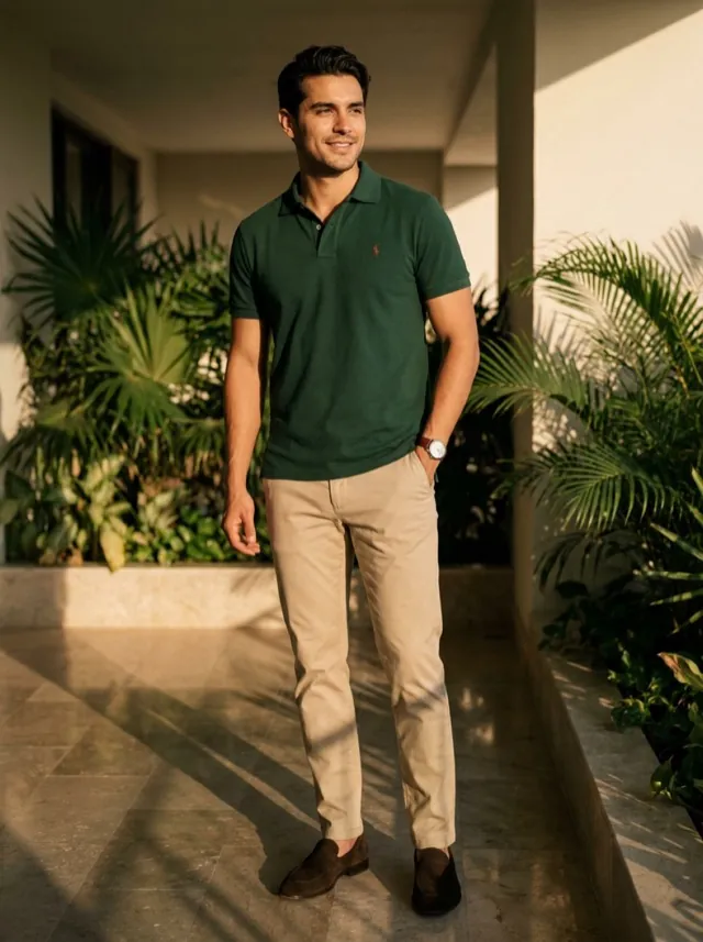 Polo & Chinos - AI-generated fashion photoshoot by ApparelAI Studio